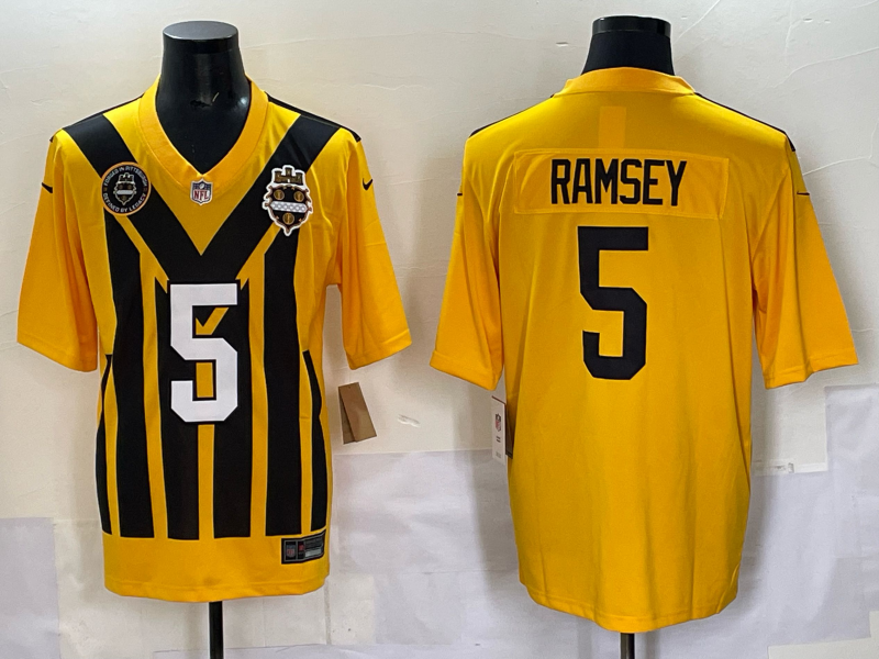 Men Pittsburgh Steelers #5 Ramsey Yellow Retro 2025 Nike Limited NFL Jersey style 001->los angeles dodgers->MLB Jersey